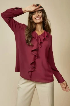 Women Hoxton Gal Oversized Top With Frilled Front