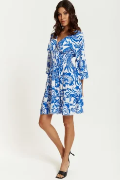 Women Hoxton Gal Oversized V Neck Detailed Floral Print Mini Dress