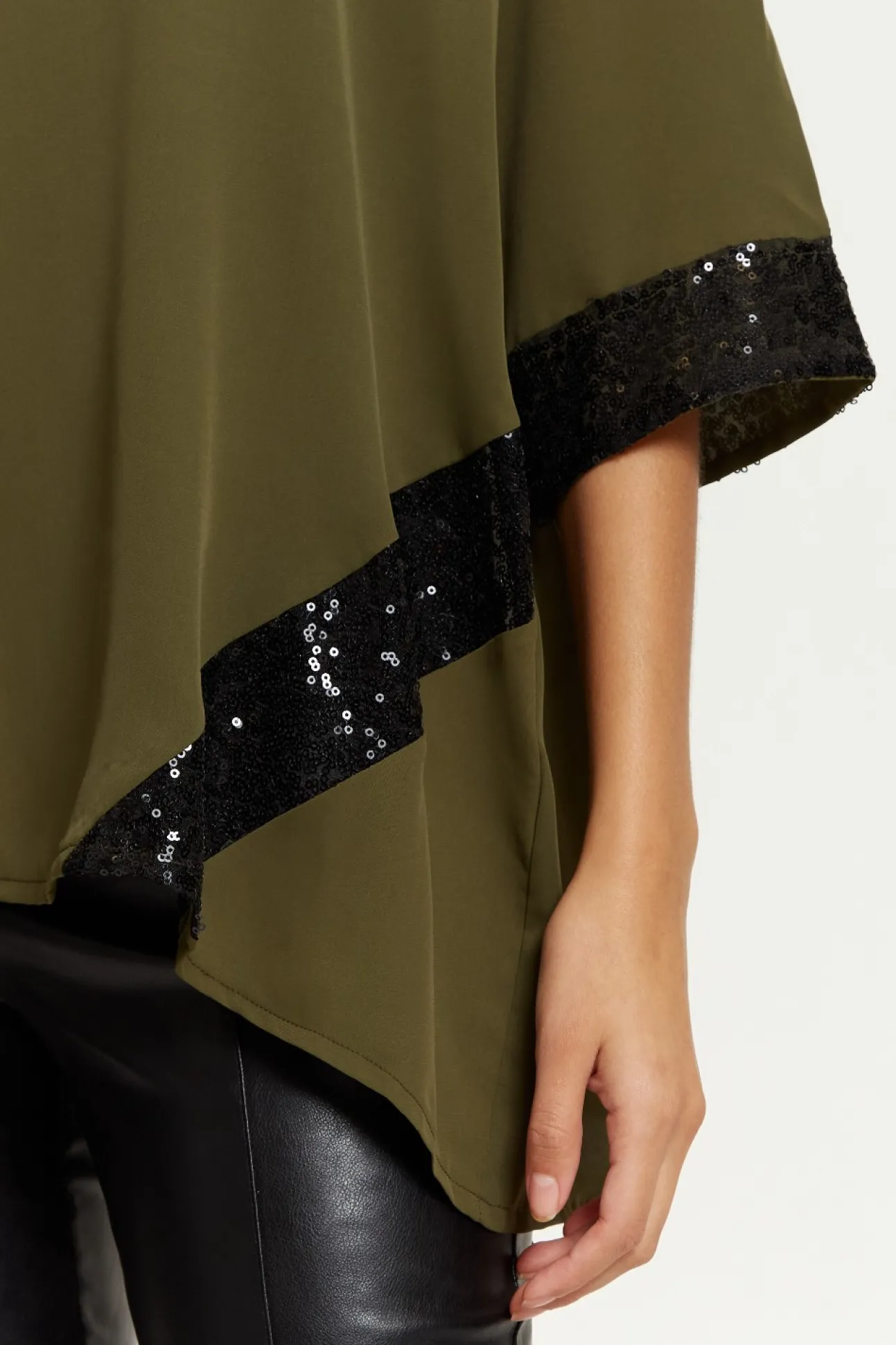 Women Hoxton Gal Oversized V Neck Sequin Detailed Satin Top