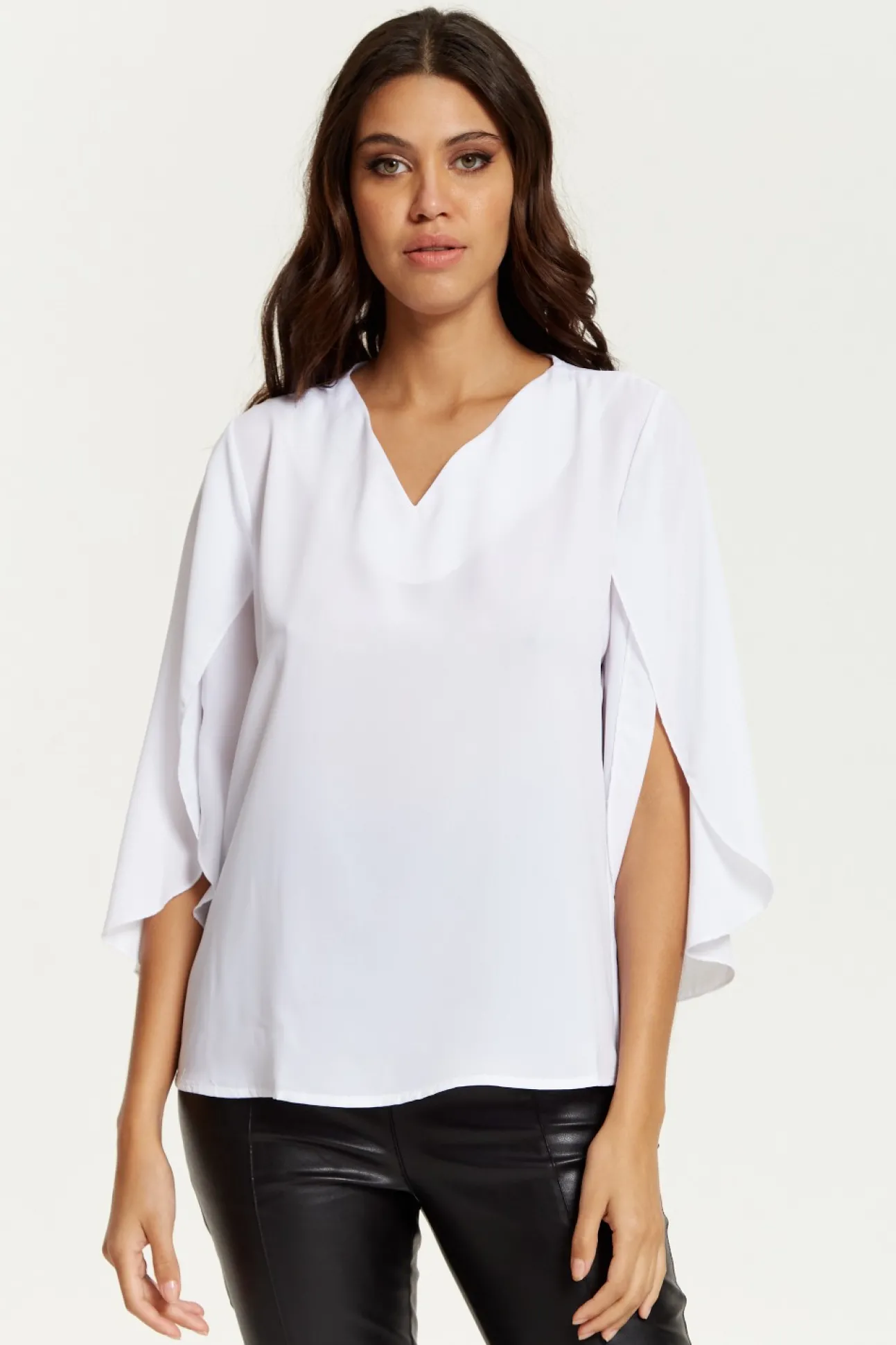 Women Hoxton Gal Oversized V Neck Top With Split Sleeves In