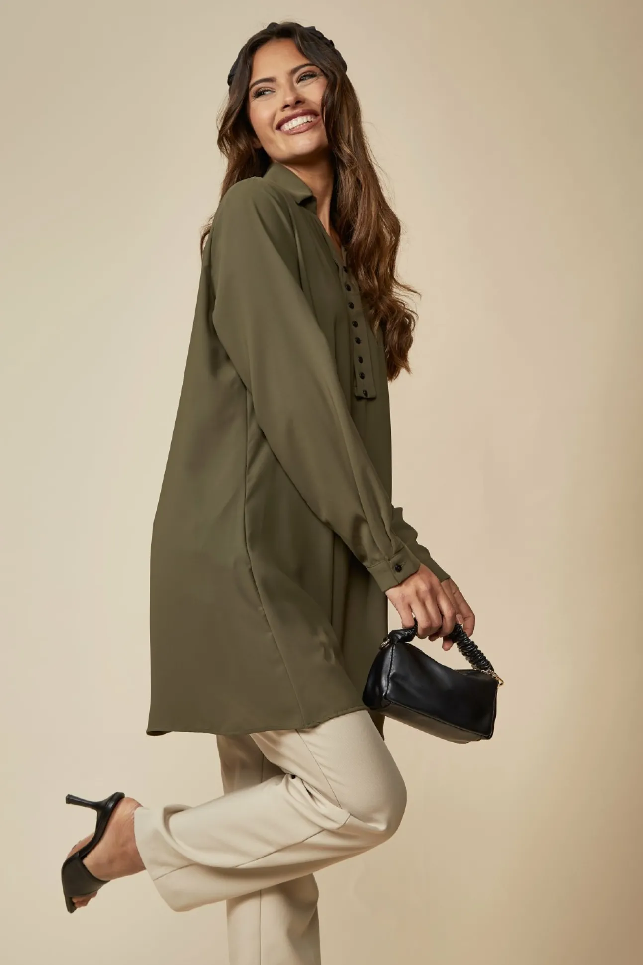 Women Hoxton Gal Tunic Shirt With Button Details In