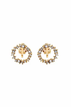 Women Last True Angel Crystal Cluster Circle Clip On Earring