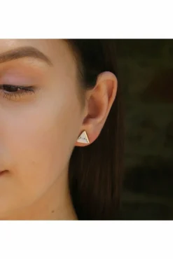 Women Last True Angel Marble Pyramid Earring In Gold