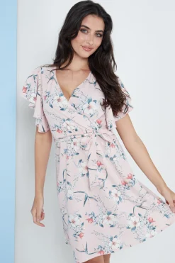 Women Lilura London Angel Sleeves Wrap Dress In Floral Print