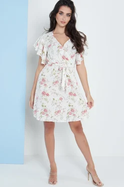 Women Lilura London Angel Sleeves Wrap Dress In Floral Print