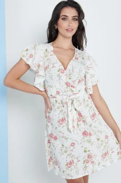 Women Lilura London Angel Sleeves Wrap Dress In Floral Print