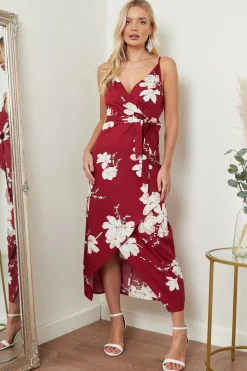 Women Lilura London Cami Wrap Midi Dress In Floral Print