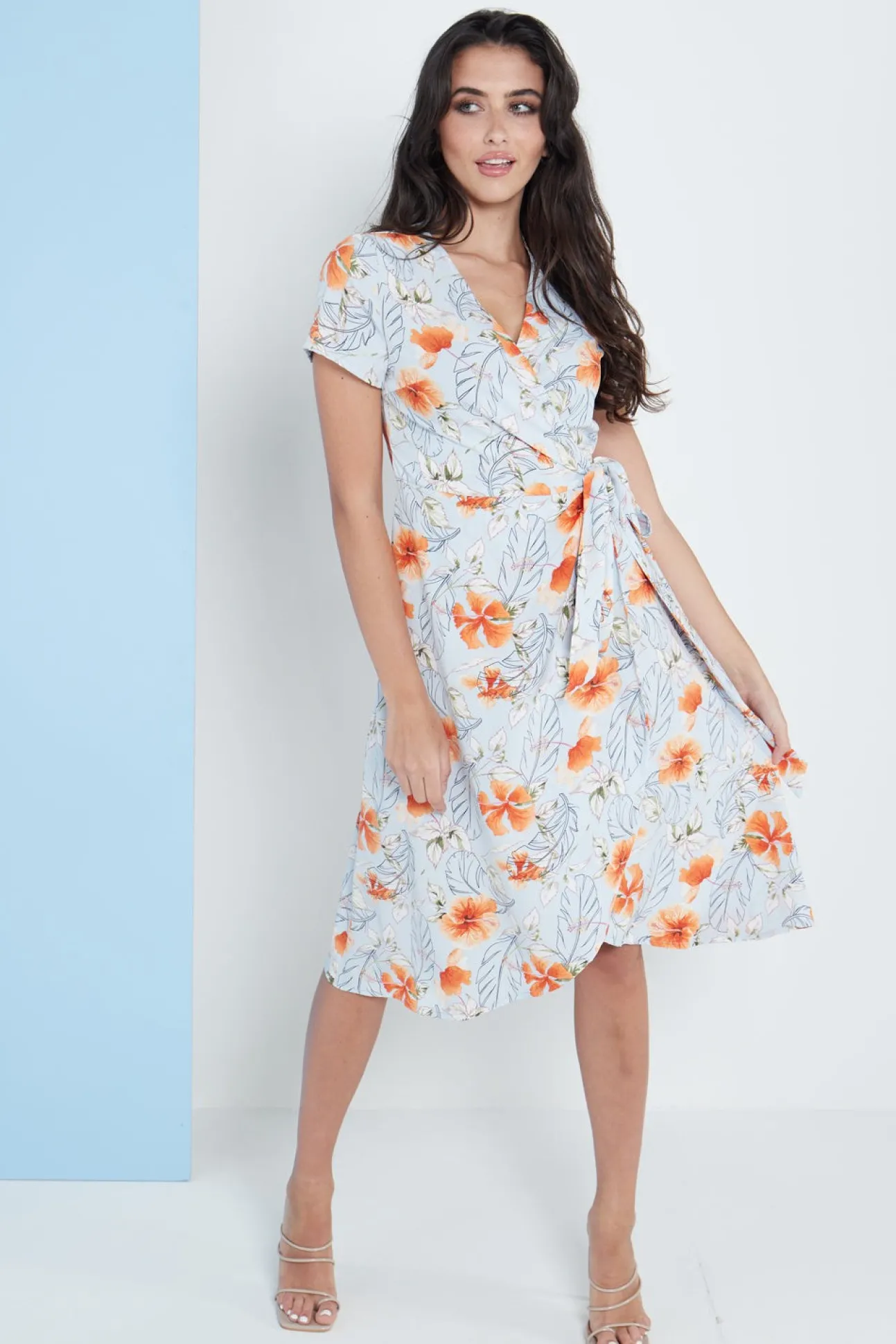 Women Lilura London Midi Wrap Dress In Floral Print