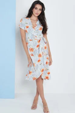 Women Lilura London Midi Wrap Dress In Floral Print
