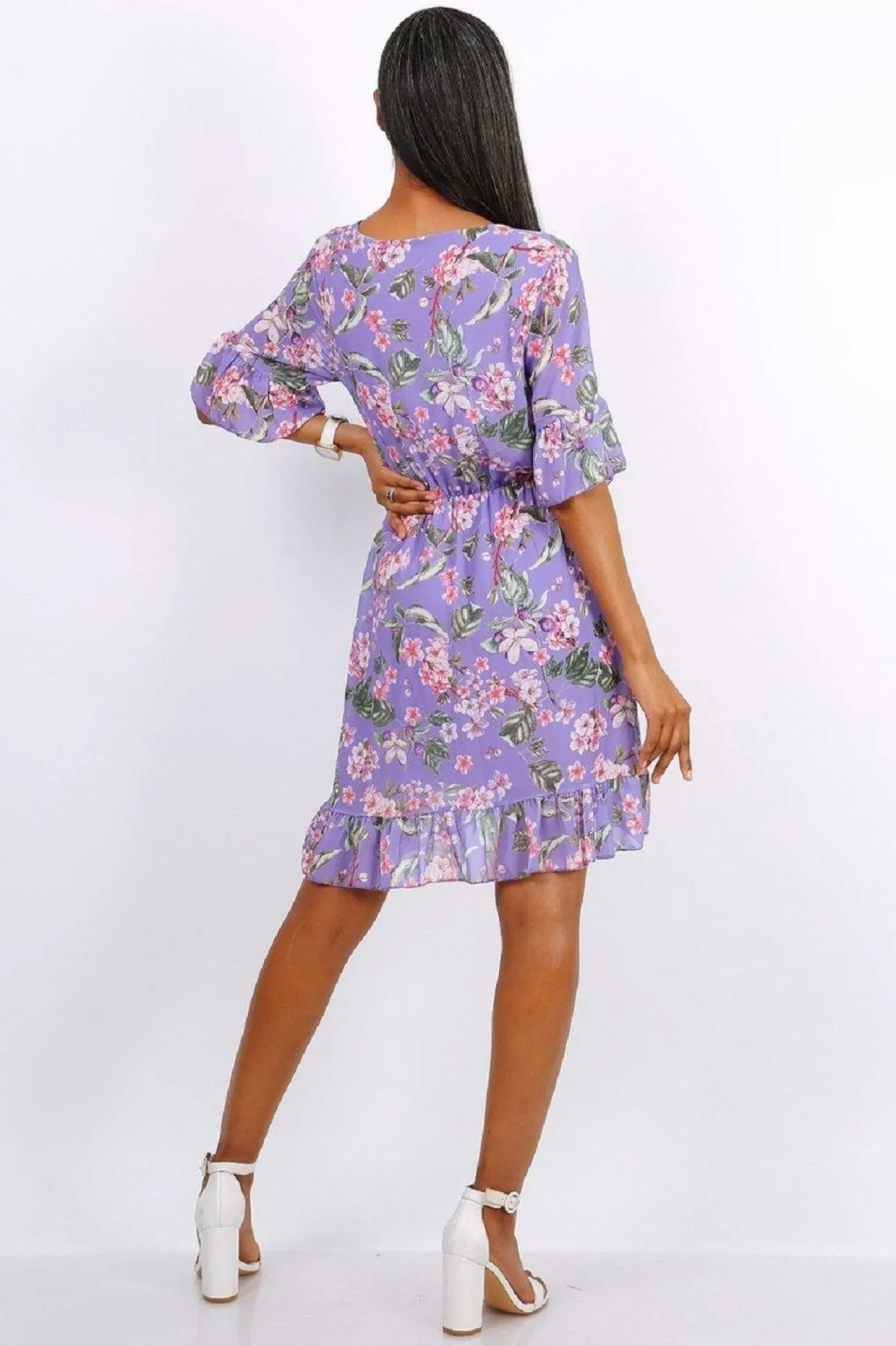 Women Lilura London Mini Wrap Dress With Frill Hem Floral
