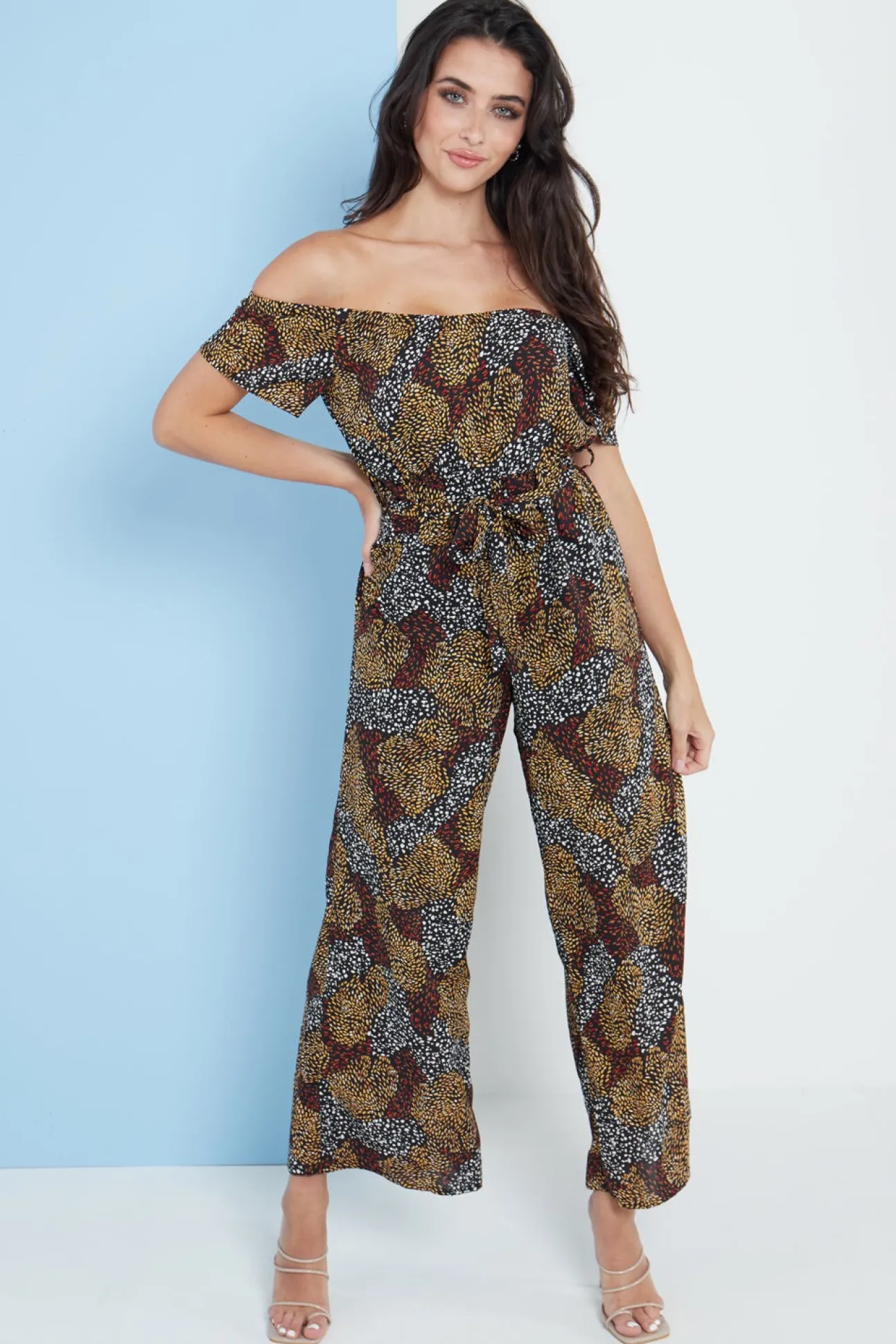 Women Lilura London Multi Spot Print Bardot Culotte Jumpsuit