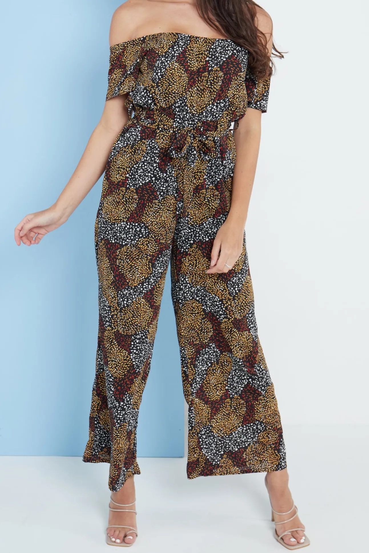 Women Lilura London Multi Spot Print Bardot Culotte Jumpsuit