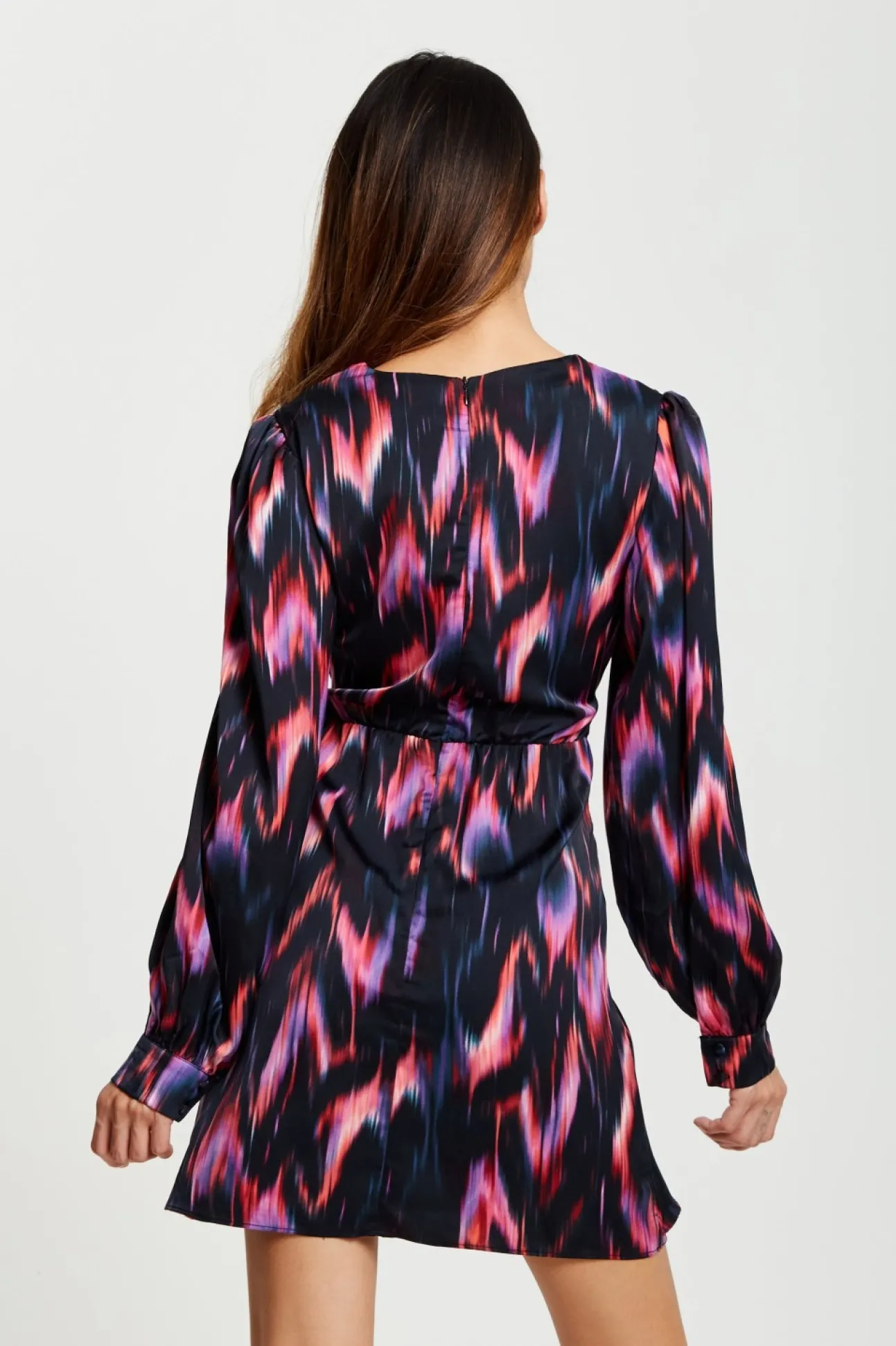 Women Liquorish Abstract Ikat Print Mini Wrap Dress In