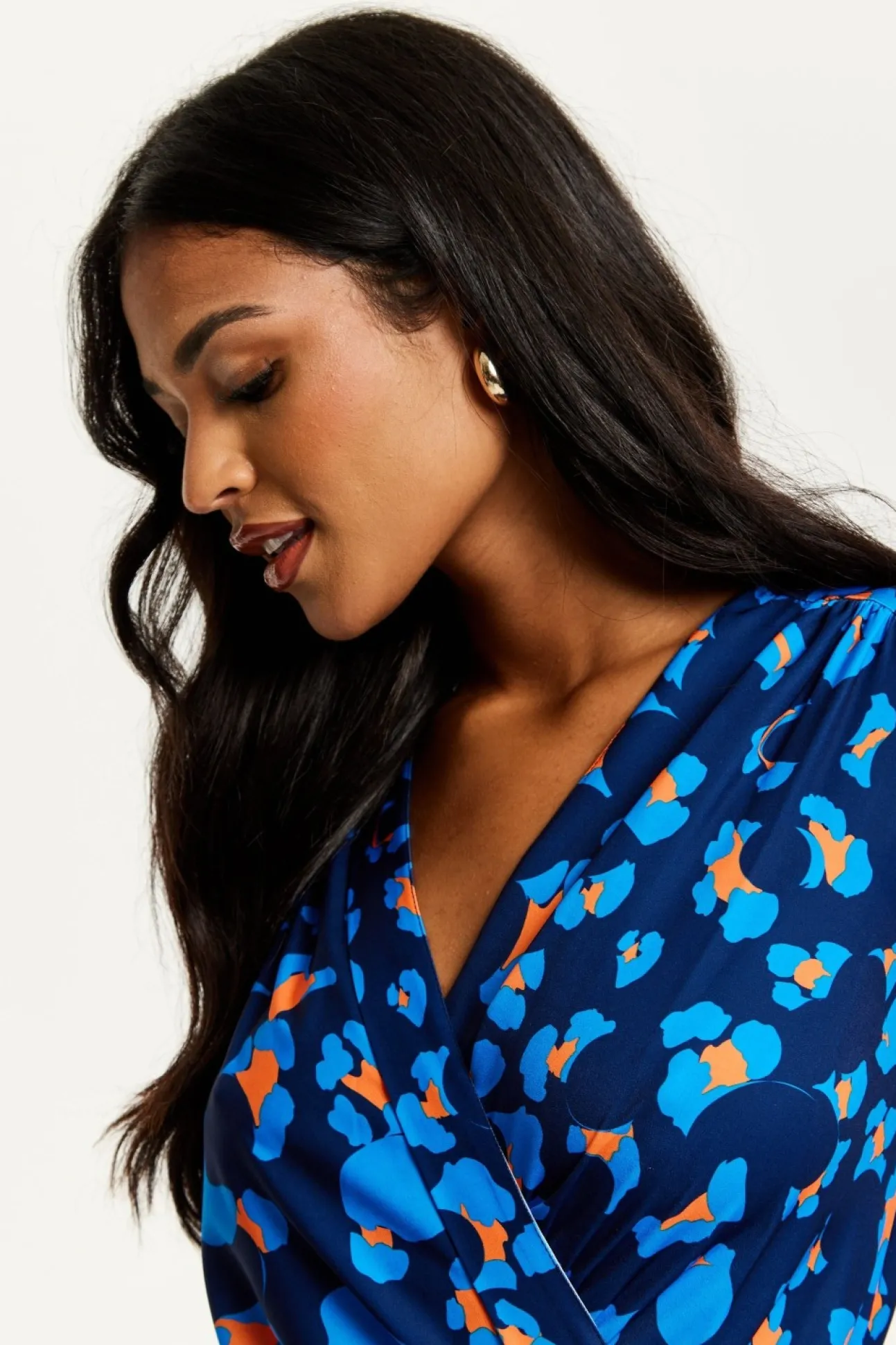Women Liquorish Abstract Print Midi Fake Wrap Dress