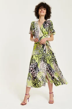 Women Liquorish Abstract Print Midi Wrap Dress