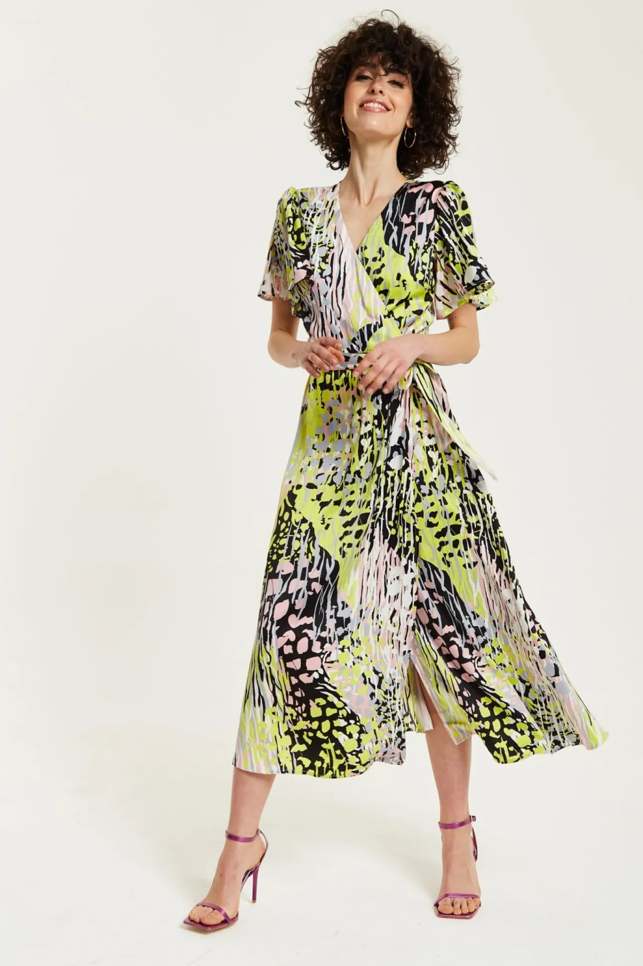 Women Liquorish Abstract Print Midi Wrap Dress