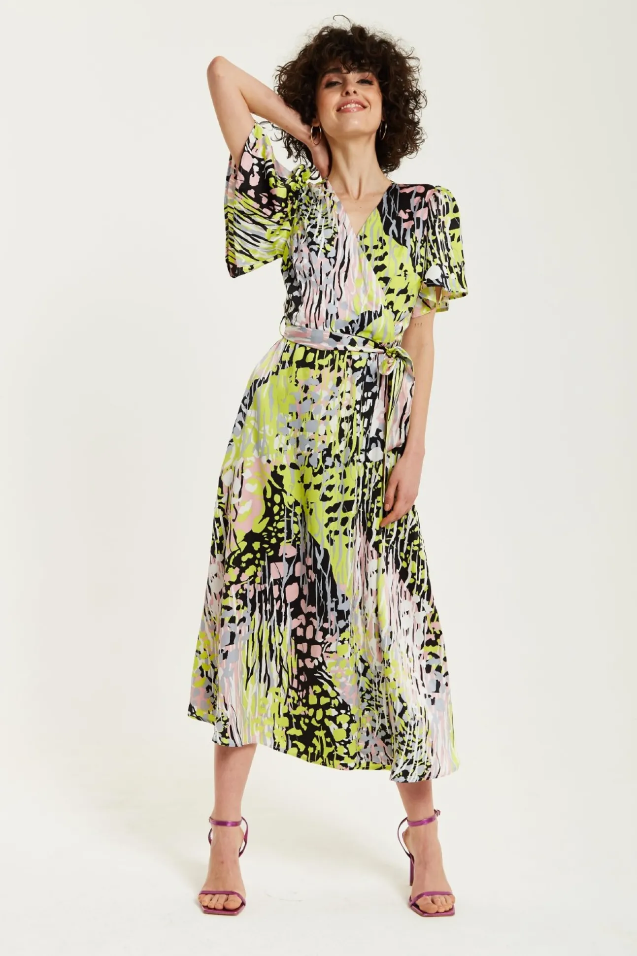 Women Liquorish Abstract Print Midi Wrap Dress