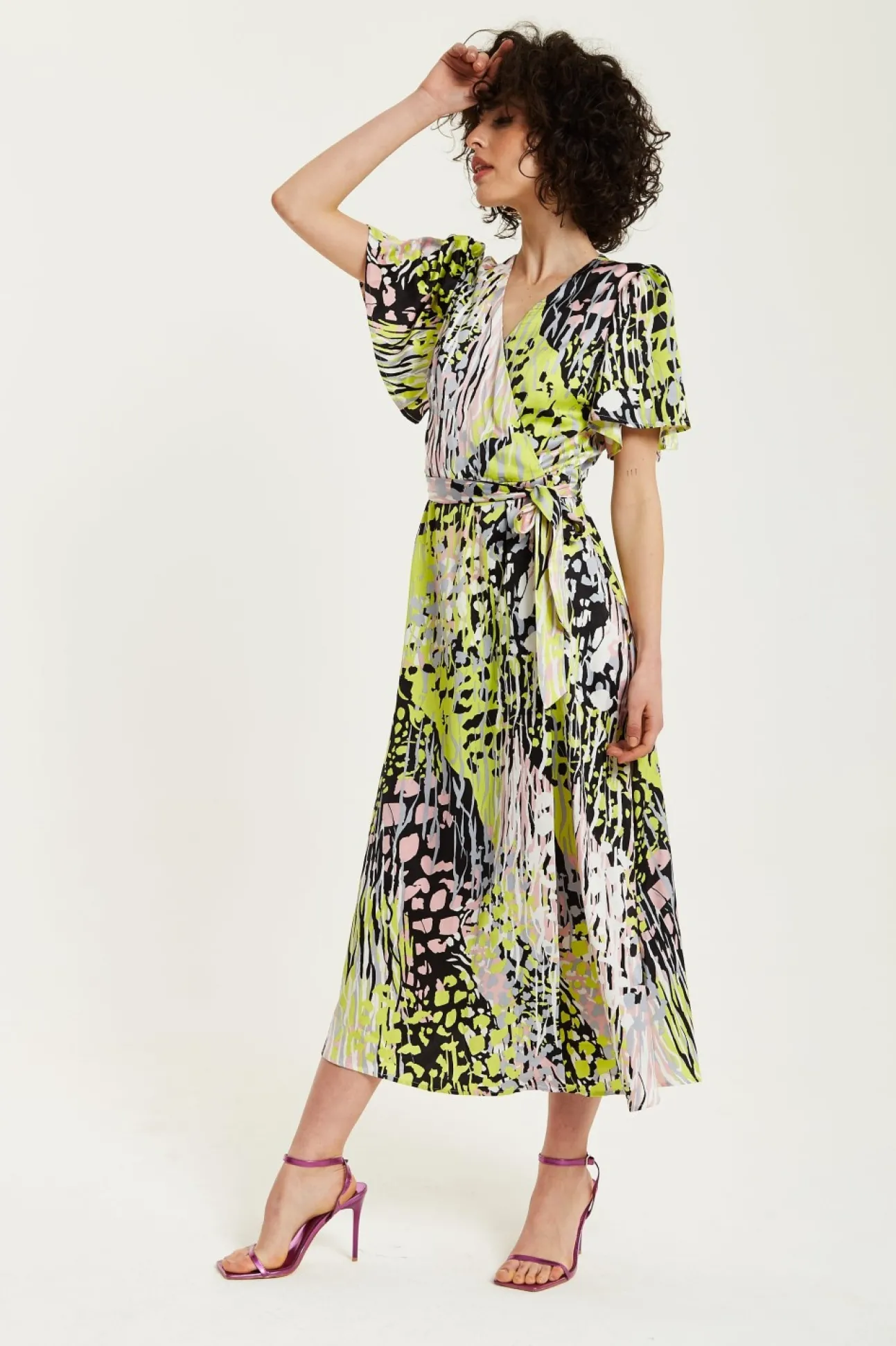 Women Liquorish Abstract Print Midi Wrap Dress
