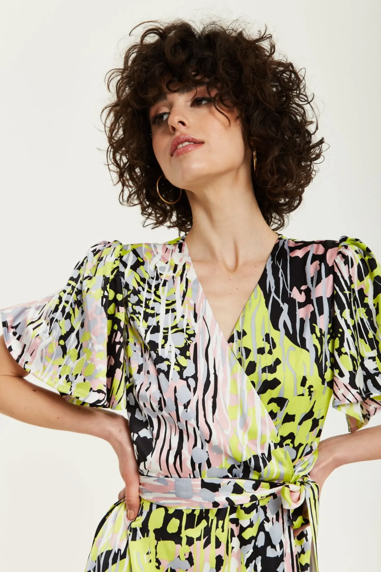 Women Liquorish Abstract Print Midi Wrap Dress