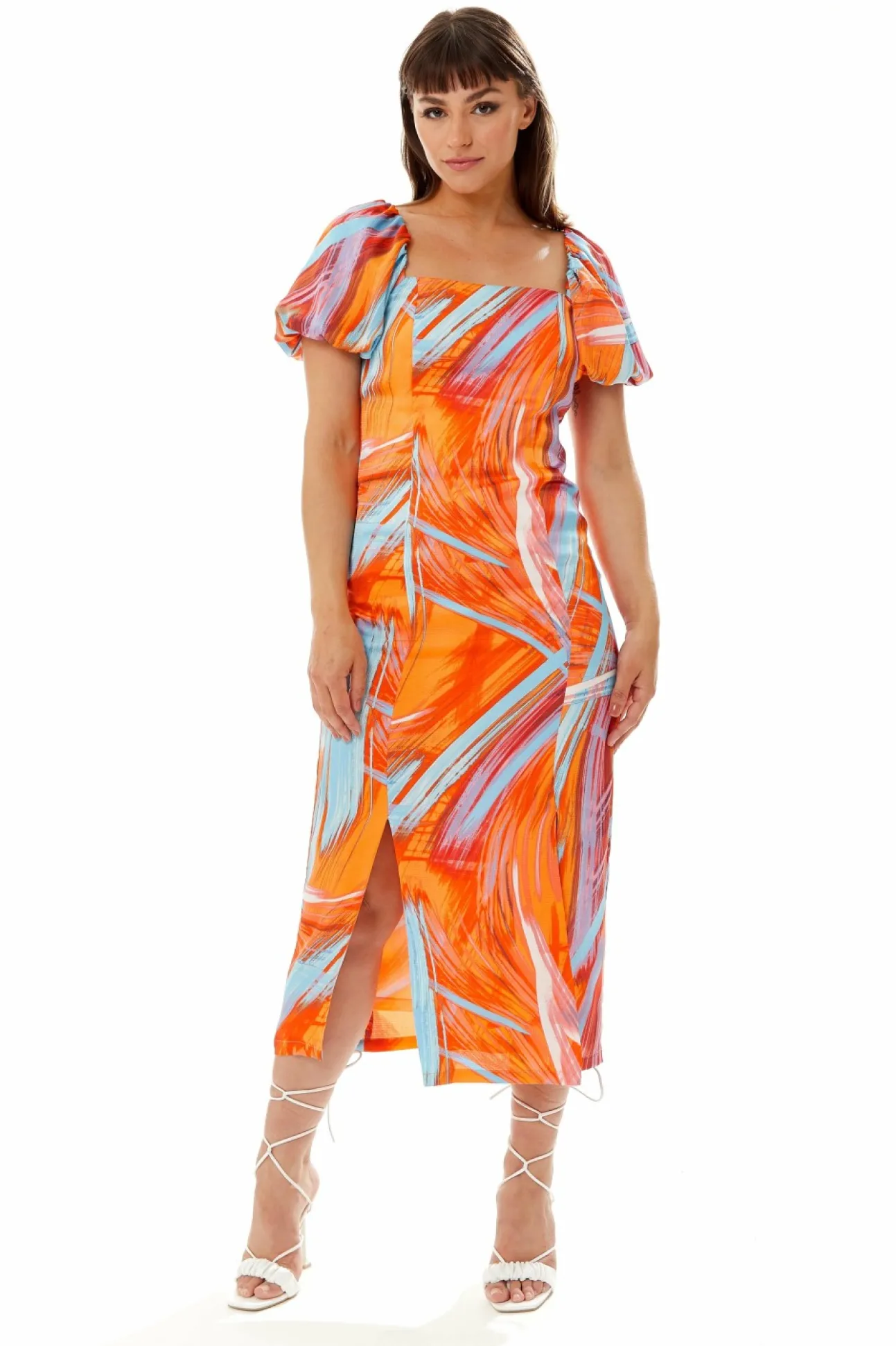 Women Liquorish Abstract Print Midi Dress In
