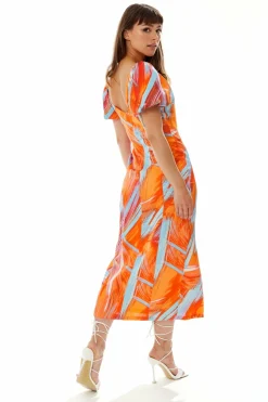 Women Liquorish Abstract Print Midi Dress In
