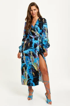 Women Liquorish Abstract Print Midi Wrap Dress