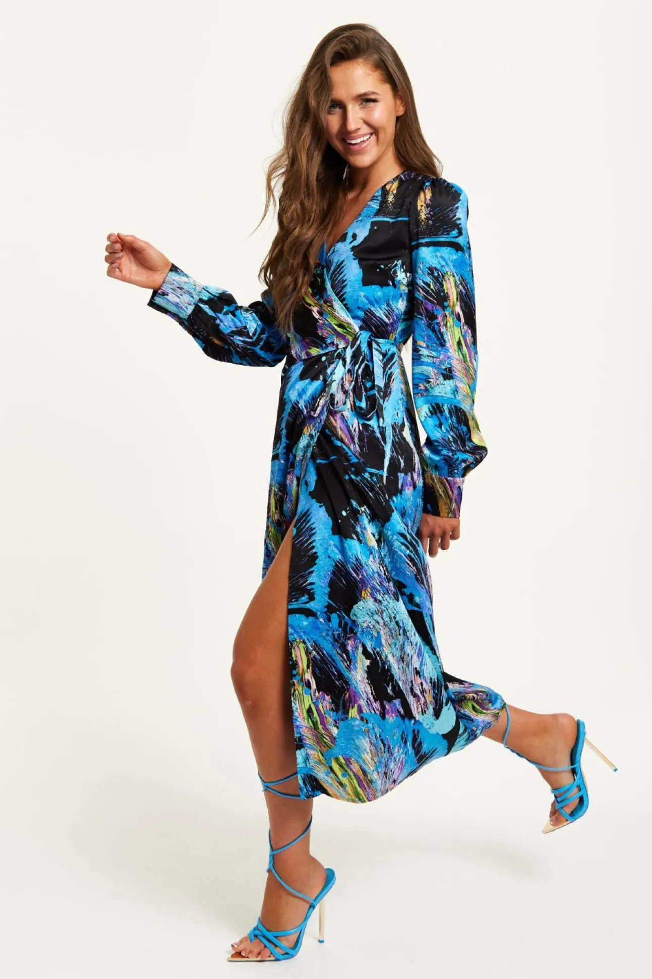 Women Liquorish Abstract Print Midi Wrap Dress