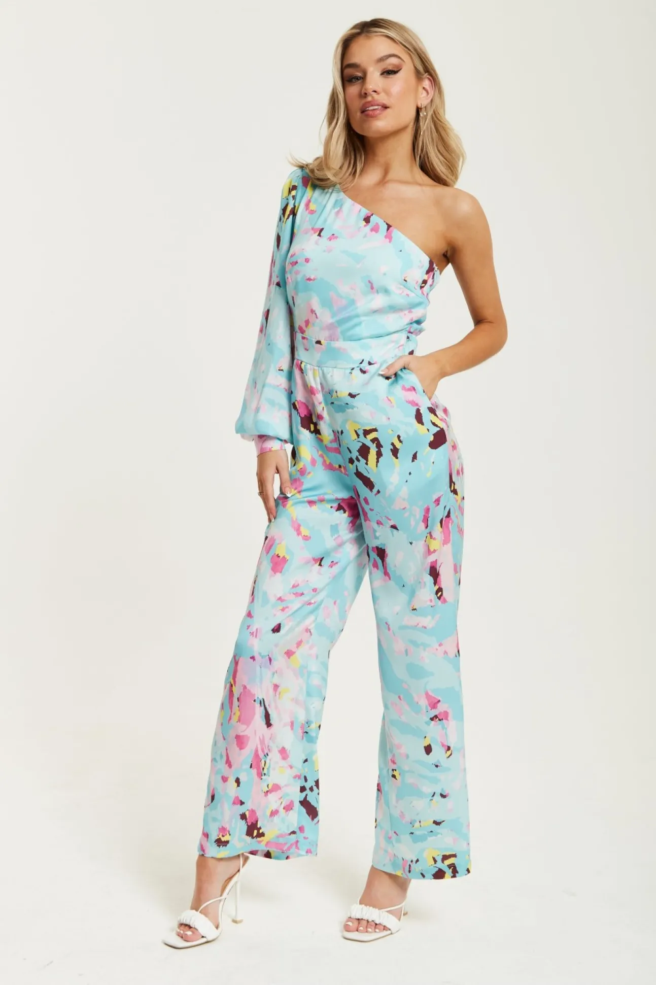 Women Liquorish Abstract Print One Shoulder Jumpsuit