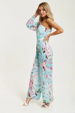 Women Liquorish Abstract Print One Shoulder Jumpsuit