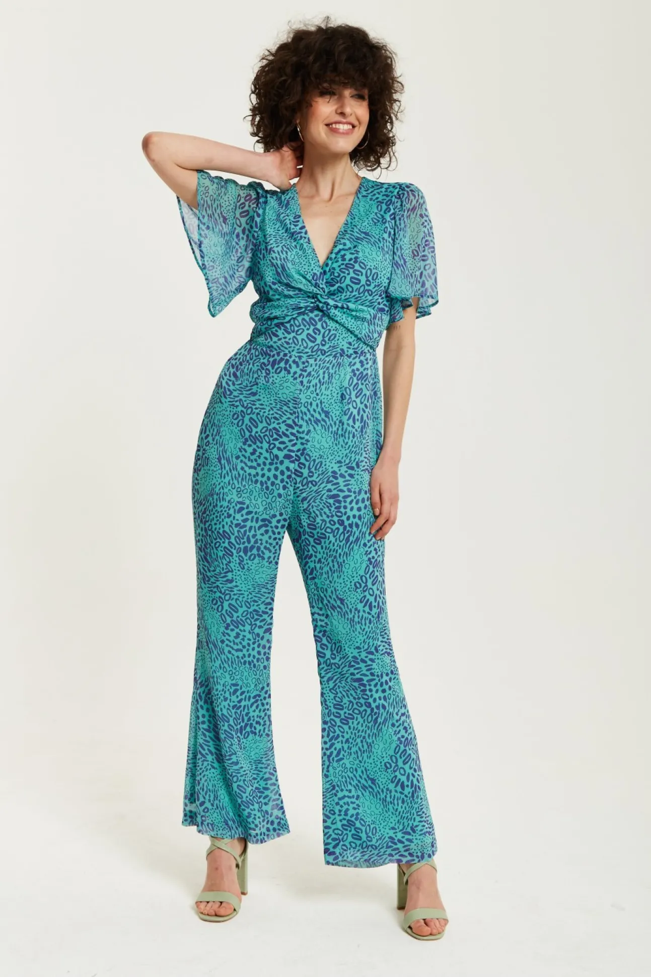 Women Liquorish Animal Print Knot Front Jumpsuit