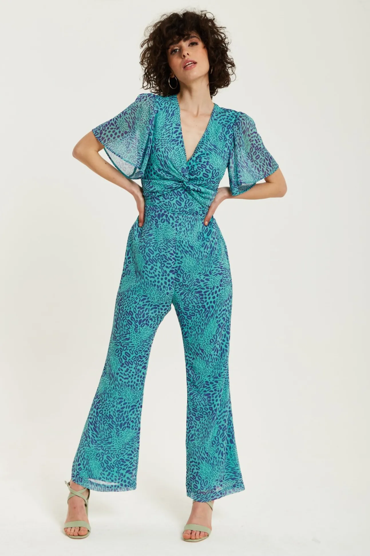 Women Liquorish Animal Print Knot Front Jumpsuit