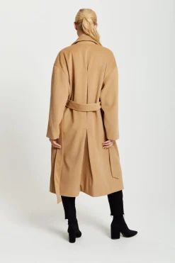 Women Liquorish Belted Longline Coat In