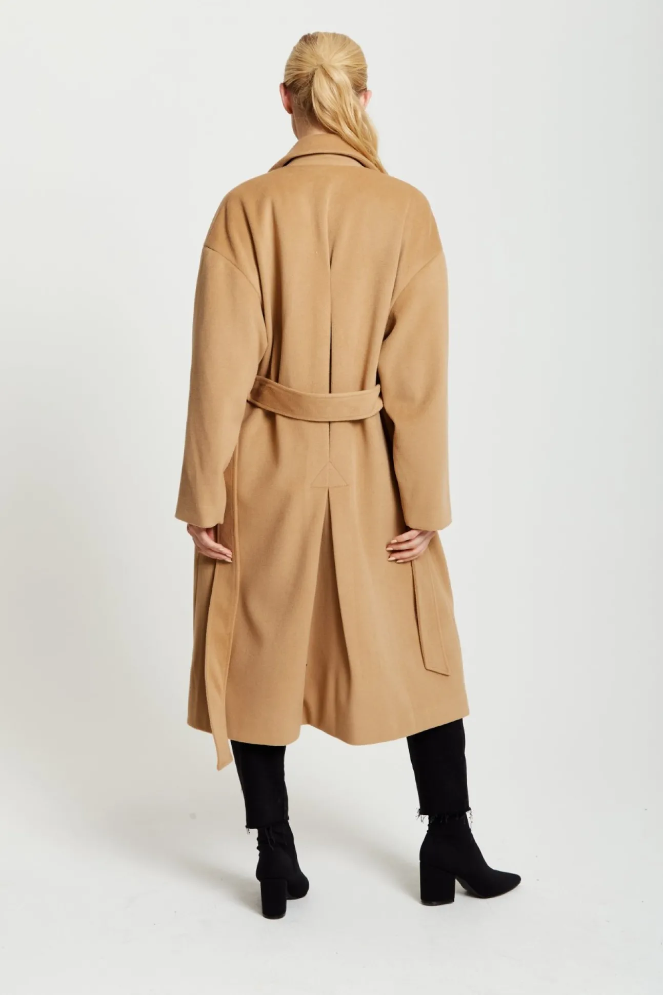 Women Liquorish Belted Longline Coat In