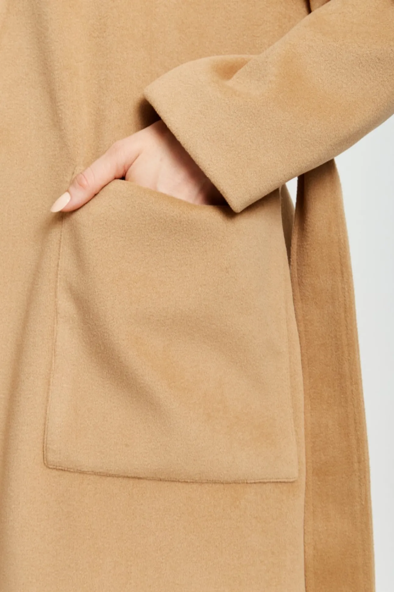 Women Liquorish Belted Longline Coat In