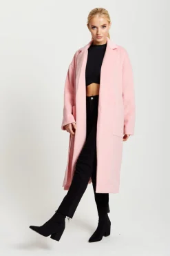 Women Liquorish Belted Longline Coat In