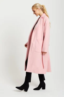 Women Liquorish Belted Longline Coat In