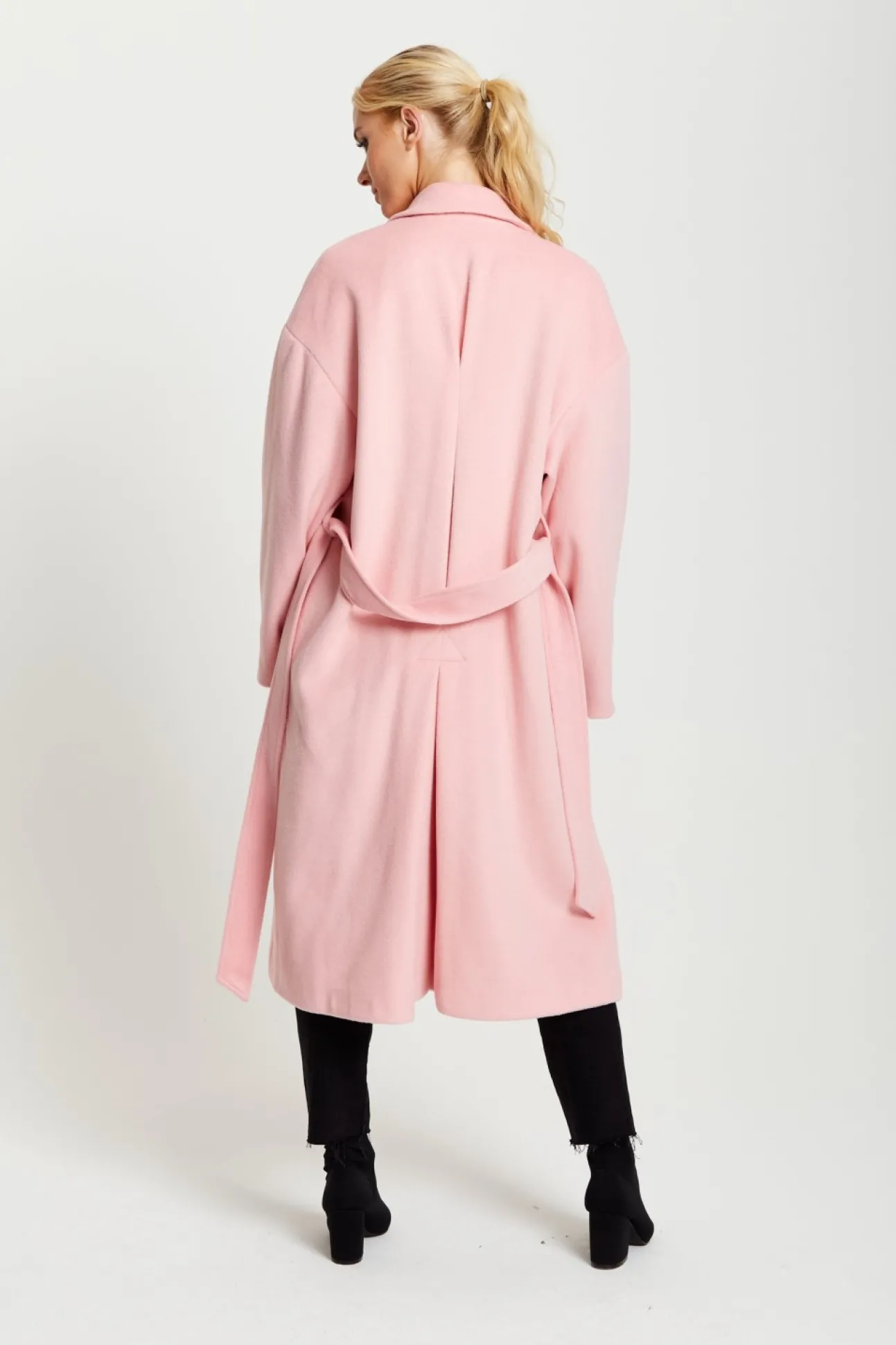 Women Liquorish Belted Longline Coat In