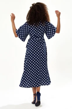 Women Liquorish Big Polka Dot Midi Wrap Dress