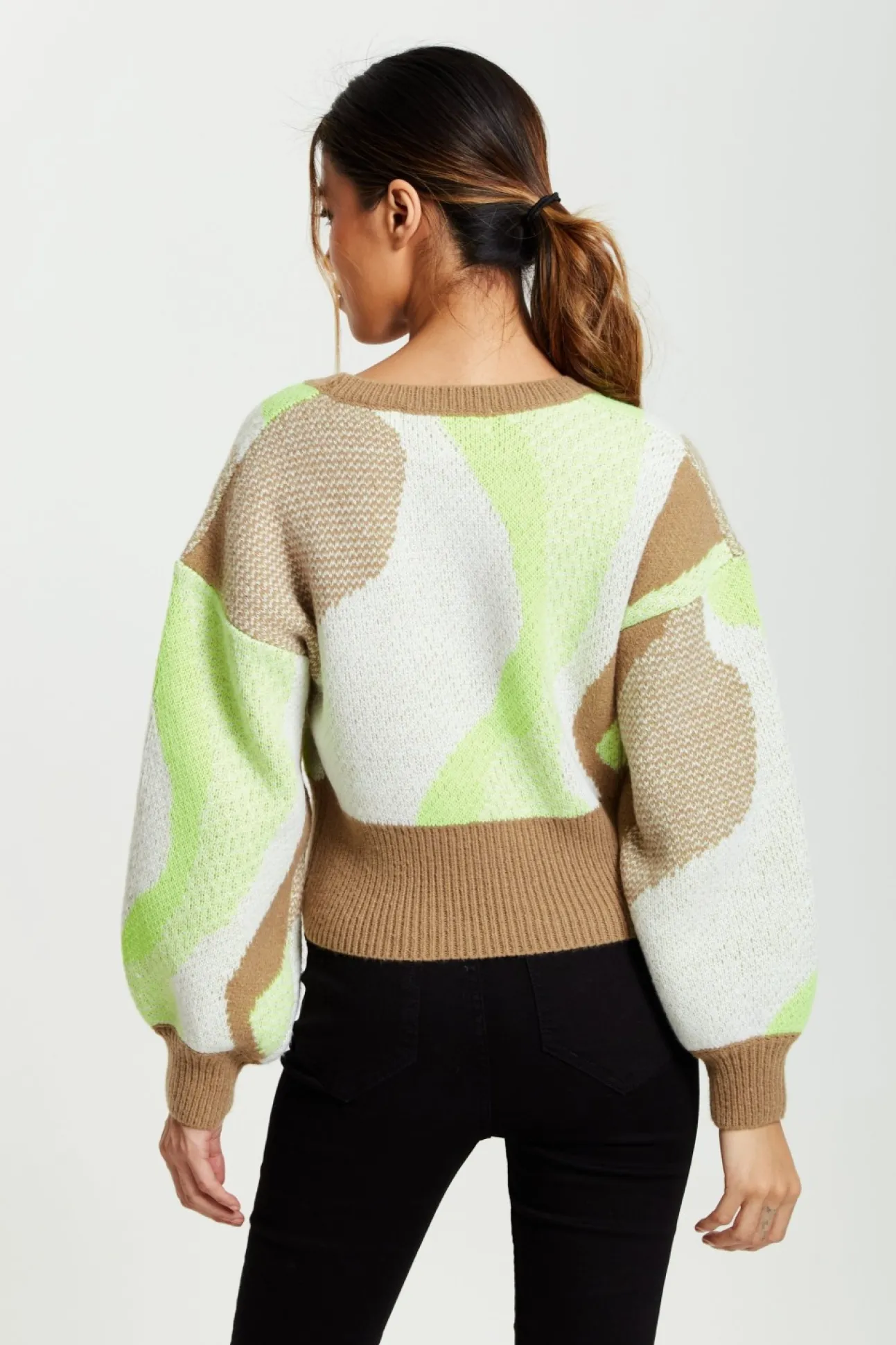 Women Liquorish Cardigan In Brown, Green And Cream