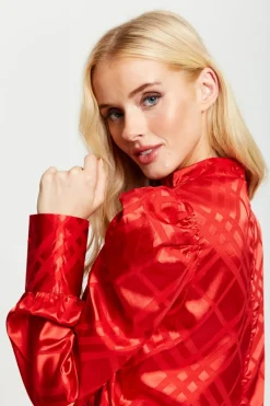 Women Liquorish Check Jacquard Mini Dress With High Neck