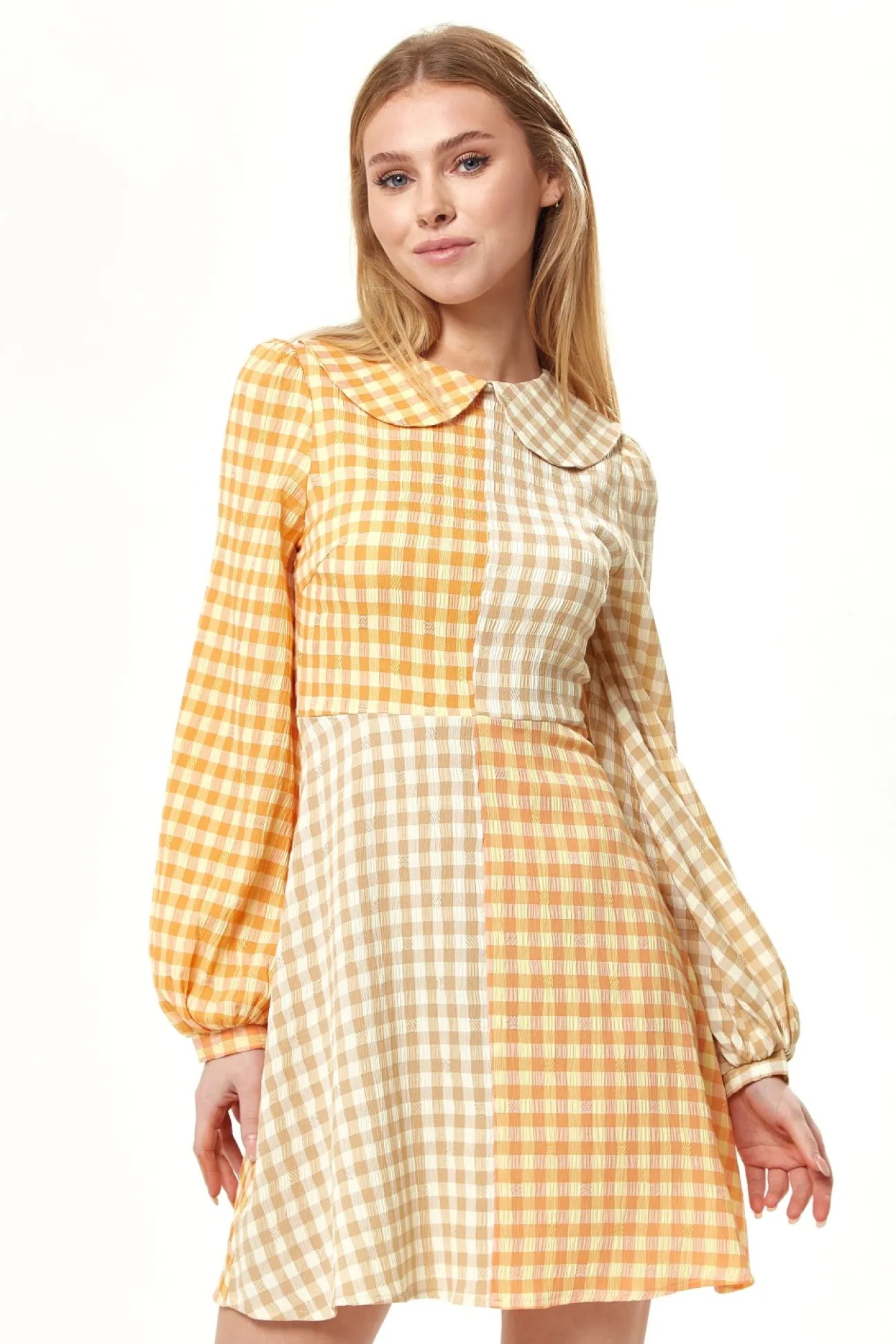 Women Liquorish Check Mini Dress With Collar