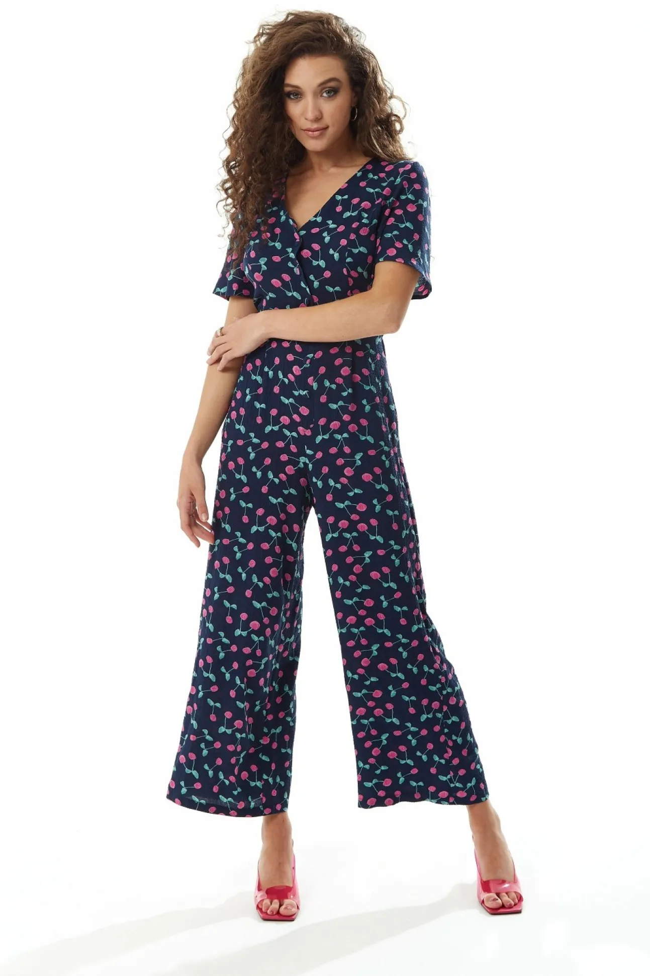 Women Liquorish Cherry Print Jumpsuit In