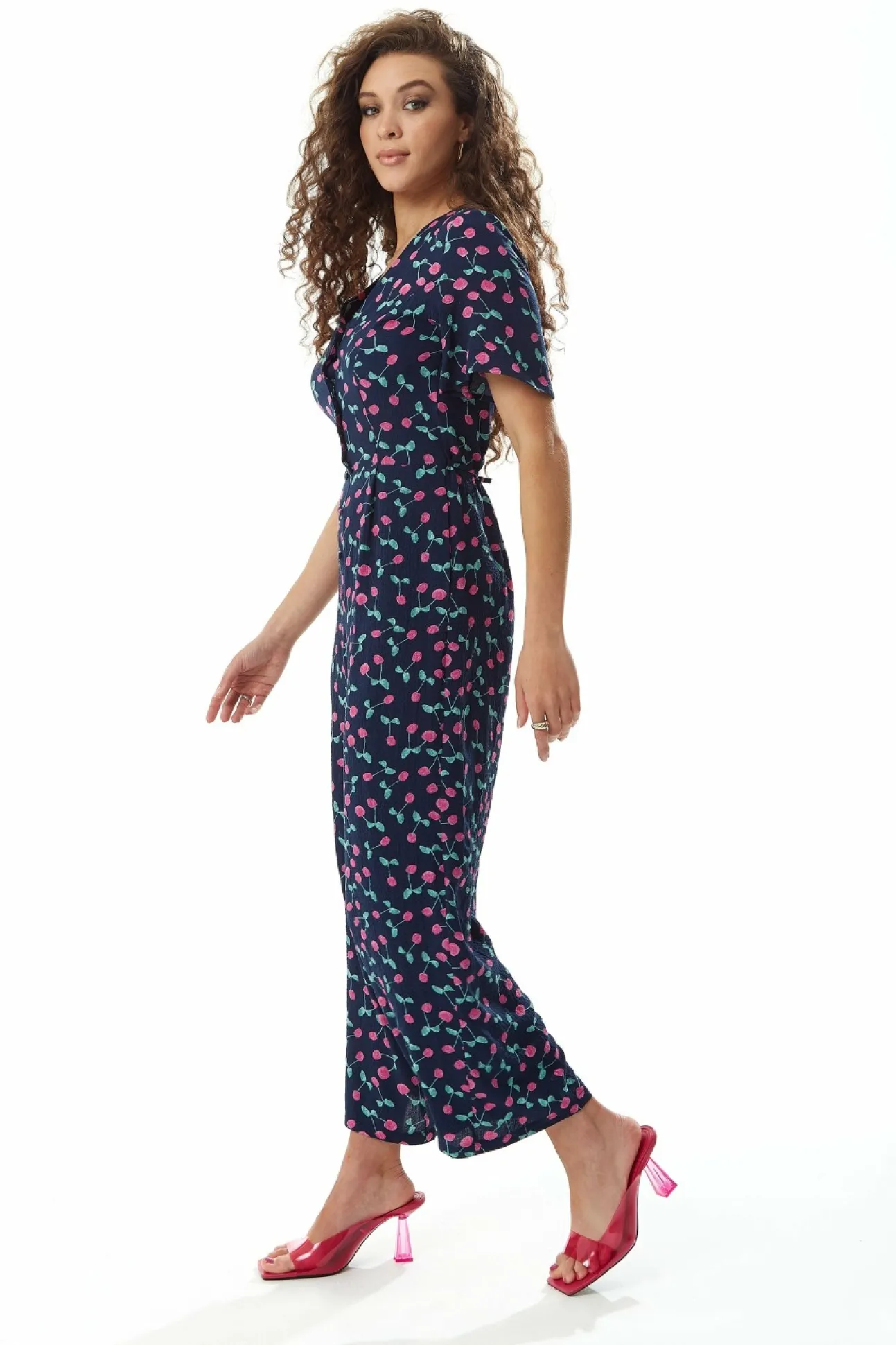 Women Liquorish Cherry Print Jumpsuit In