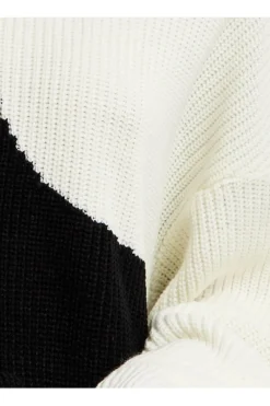 Women Liquorish Colour Block Jumper In Black And White