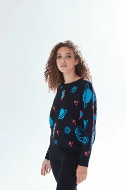 Women Liquorish Cosmic Pattern Jumper