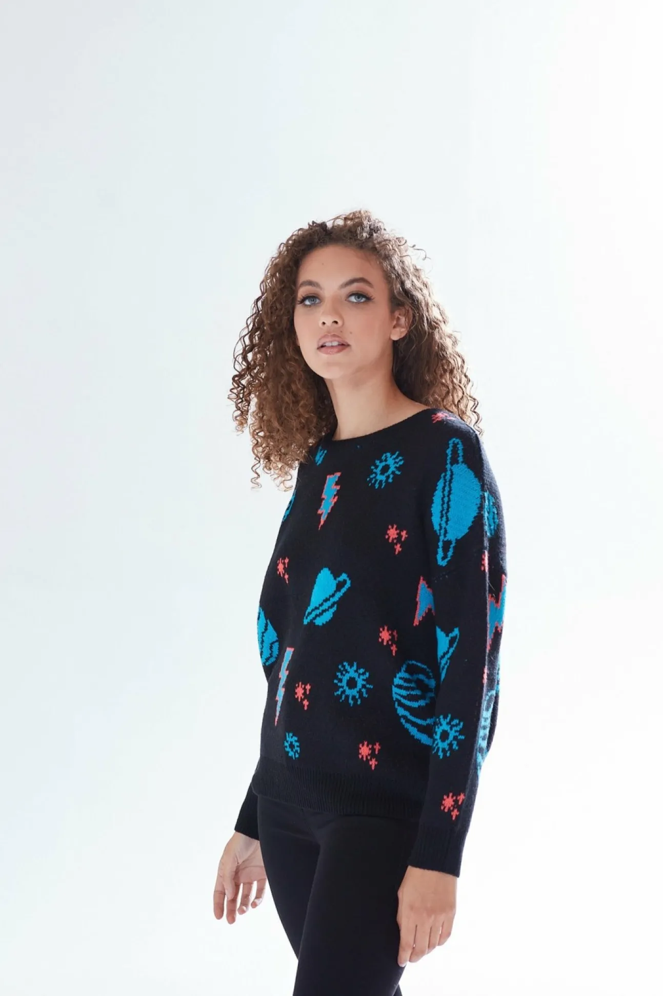 Women Liquorish Cosmic Pattern Jumper