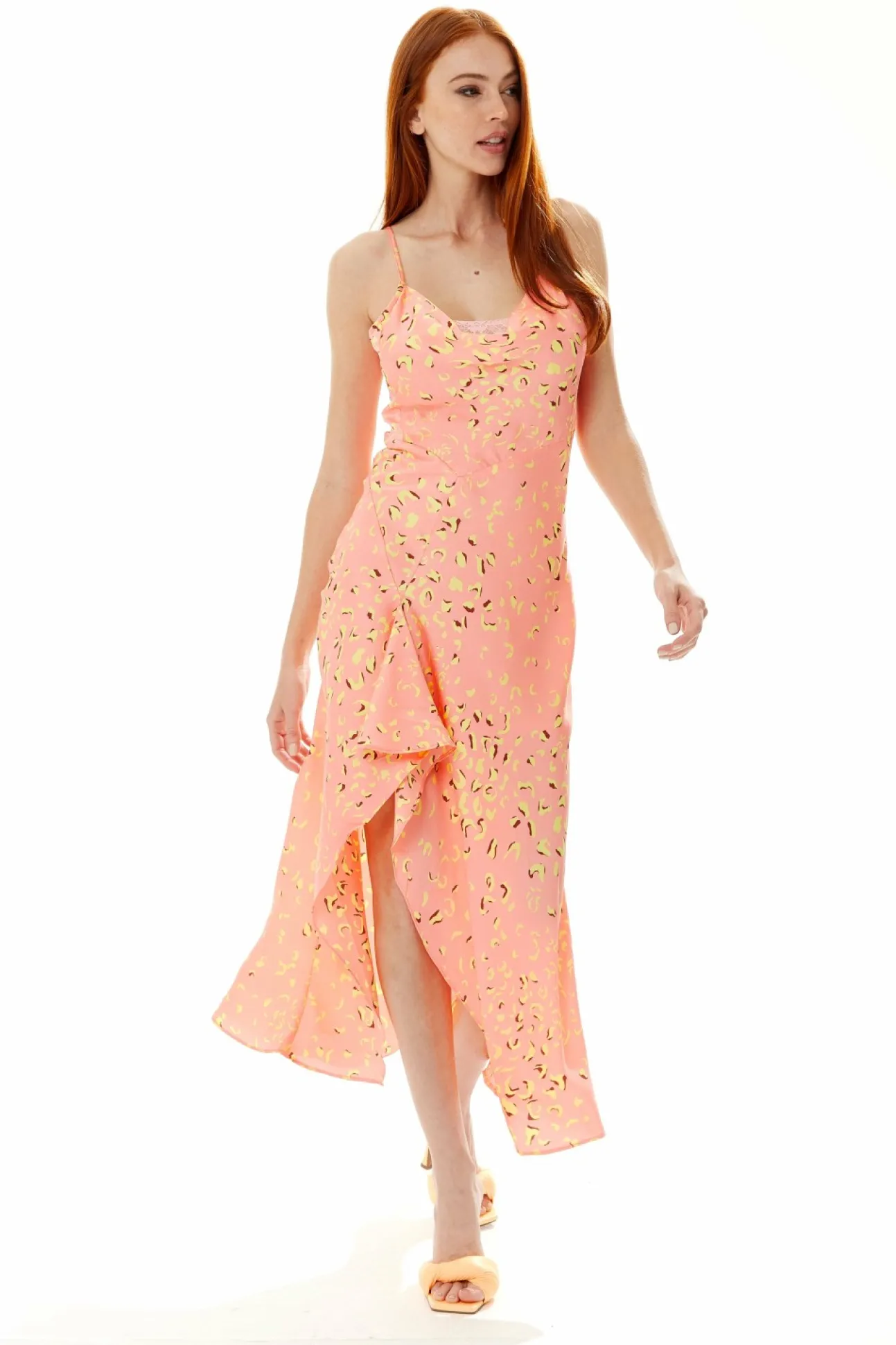 Women Liquorish Cowl Neck Abstract Animal Print Dress In