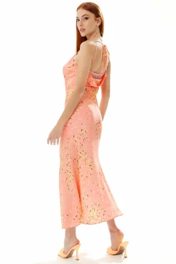 Women Liquorish Cowl Neck Abstract Animal Print Dress In