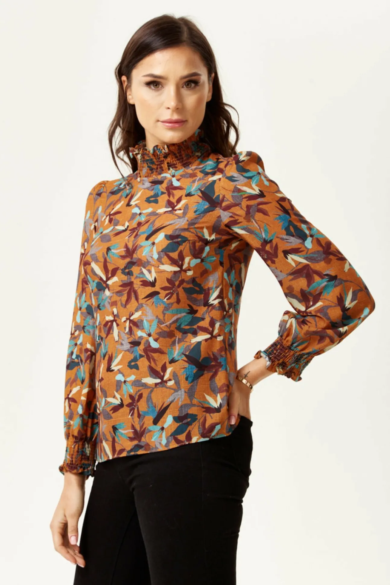 Women Liquorish Divine Floral Print Top Long Sleeves