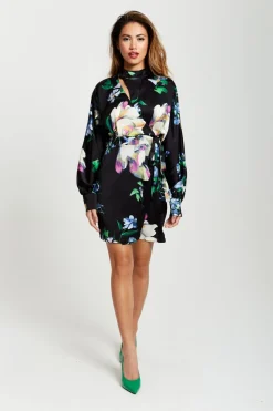 Women Liquorish Elegant Floral Print Mini Wrap Dress